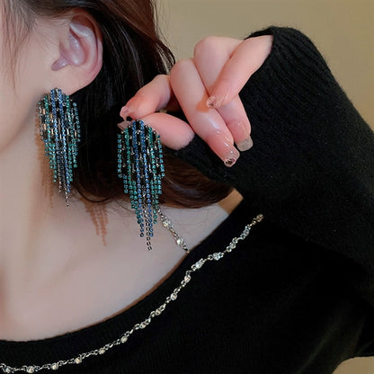 Statement Jewellery Ombre Azure Tassel Earrings #005