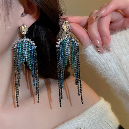 Statement Jewellery Ombre Azure Tassel Earrings #005